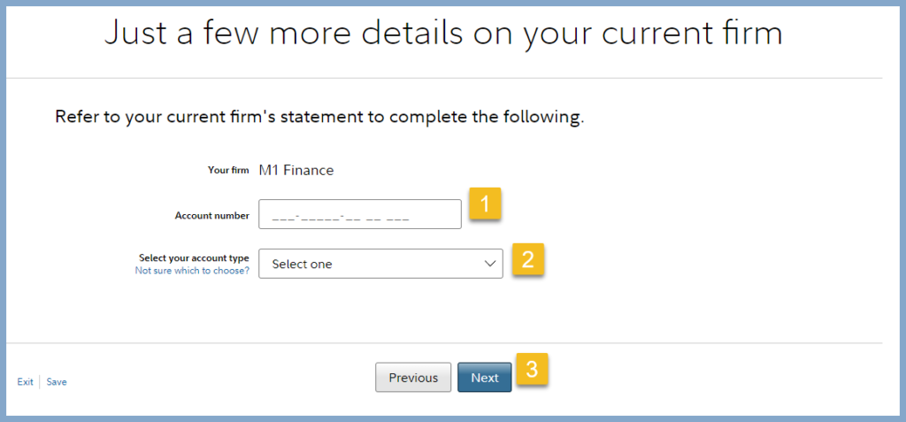 fidelity m1 finance account number