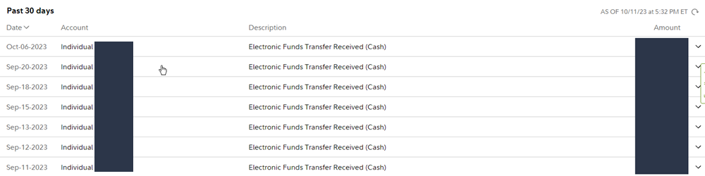 fidelity eft history page